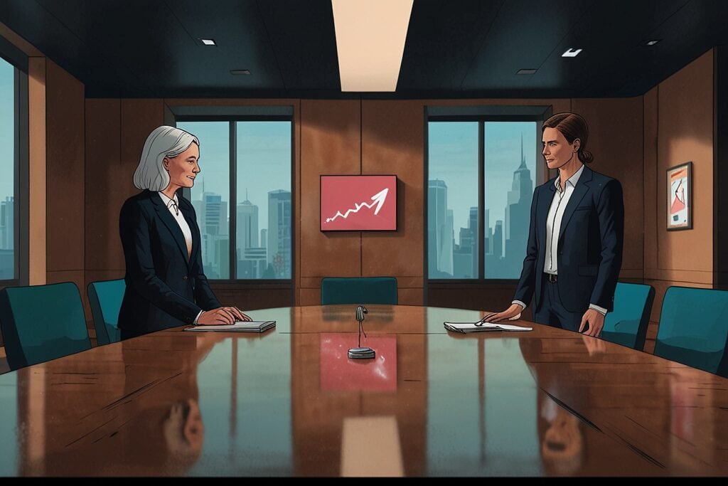 a couple of women in a meeting room